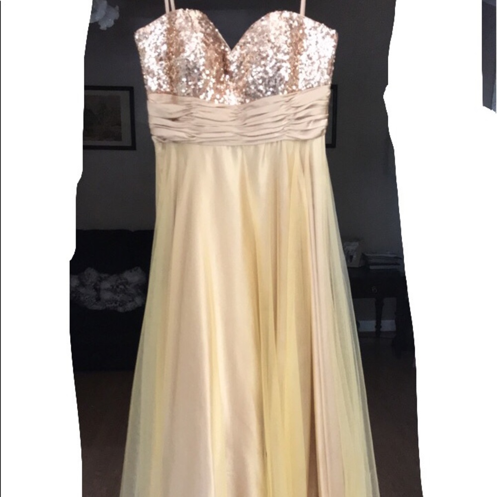 Long Gold pageant or prom dress